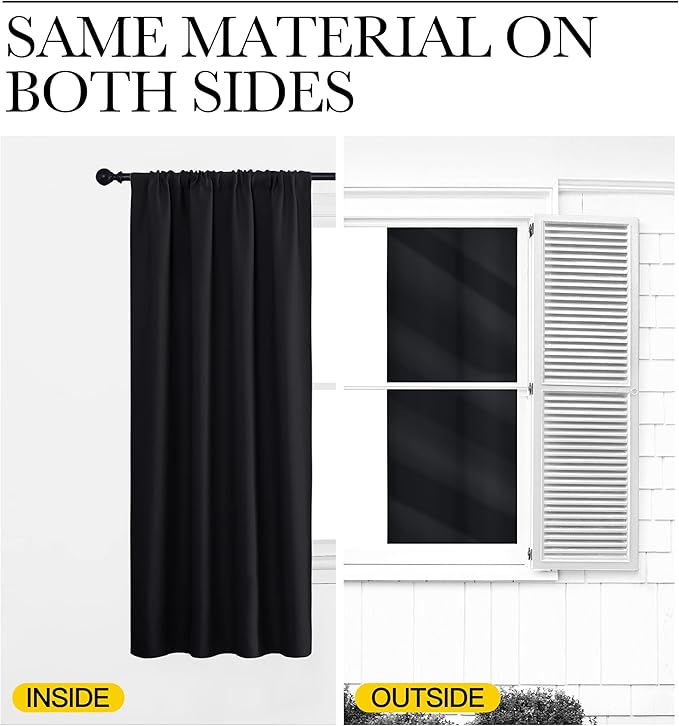 NICETOWN Black Out Curtain Panels for Kitchen - Energy Smart Decoration Thermal Insulating Blackout Drapes/Draperies for Small Window (2 Panels, 34 inches Wide by 45 inches Long)