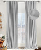 100% Blackout Shield Linen Blackout Curtains for Bedroom 96 Inches Long, Back Tab/Rod Pocket Living Room Drapes, Thermal Insulated Blackout Curtains 2 Panels Set, 50" W x 96" L, Grey