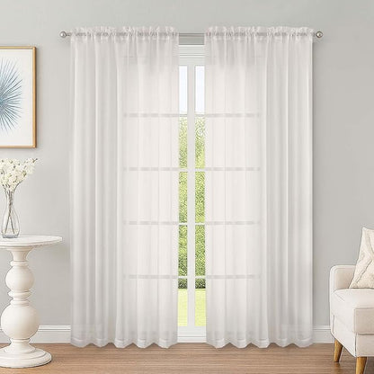 OWENIE Ivory Sheer Curtains 78 Inches Long 2 Panels Set, Ivory Sheer Curtain for Living Room Bedroom, Modern Voile Filmy Rod Pocket Curtains & Drapes, 2 Pcs, Each 59 W x 78L Inch