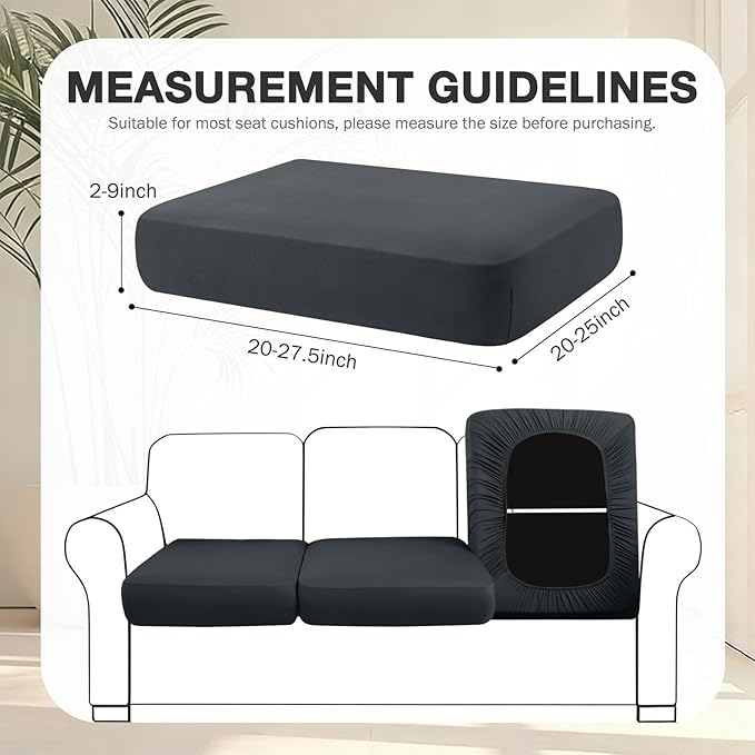 hyha 12Pcs Patio Cushion Covers, Stretch Outdoor Couch Cushion Covers, Washable Outdoor Chair/Sofa Slipcovers for Patio Furniture Cushions Protector with Elastic Bottom(Dark Gray,Cover Only)