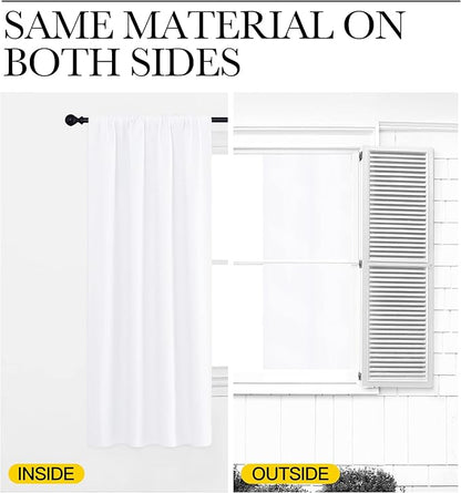 NICETOWN White Curtains for Bedroom, Short Curtains & Draperies for Small Window, Home Decoration Draperies (34 in x 63 in (W x L), 2 PCs)