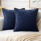MIULEE Pack of 2 Couch Throw Pillow Covers 18x18 Inch Navy Blue Farmhouse Decorative Pillow Covers with Stitched Edge Soft Chenille Solid Dyed Spring Pillow Covers for Sofa Bed Living Room