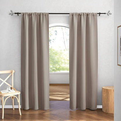 RYB HOME Blackout Curtains for Bedroom 84 inches Long 2 Panels Set, Privacy Thermal Insultaed Sunlignt Heat Blocking Drapes for Nursery Rental Room, Width 42 by Length 84, Sand