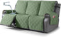 TAOCOCO 100% Waterproof Recliner Sofa Cover, Non Slip Split Couch Covers for Reclining Couches with Elastic Strap, Washable Reclining Sofa Cover Furniture Protector for Kids Pets(3 Seater, Bean Green)