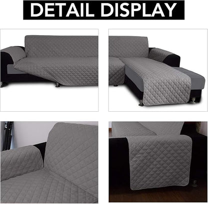 Easy-Going L Shape Sofa Slipcover - Sectional Couch Cover with Chaise Lounge & Reversible Sofa Cover Protection for Pets & Kids (Large, Gray/Gray)