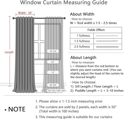MYSKY HOME Extra Long Sheer Curtains Farmhouse, Sliding Door Curtain for Living Room Light Filtering Privacy Protect Soft Linen Blend Back Tab Window Drapes, 50" x 108", Dusty Blue, 2 Panels