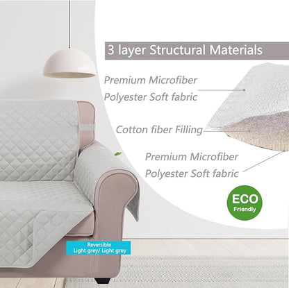 U-NICE HOME 4 Seater Sofa Cover 91 Inch Large Couch Covers for 4 Cushion Couch with Elastic Straps Water Resistant Furniture Protector Cover for Pets Cat (Sofa XX-Large, Light Grey/Light Grey)