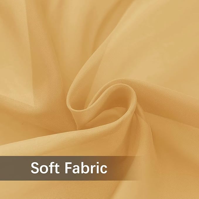 youleyar Solid Sheer Rod Pocket Curtain Voile Draperies 2 Panels White Beige Black Grey Ivory 52 Inch Width 54 Inch Long 1 Pair for Kitchen Bedroom Children Living Room Yard (Gold,52Wｘ54L)