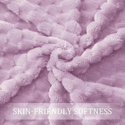 Exclusivo Mezcla Fleece Twin Blanket for Bed, Extra Large Fuzzy Lilac Purple Bed Blankets, Soft Cozy Plush Sofa Throws for All Seasons, 60x80 Inches