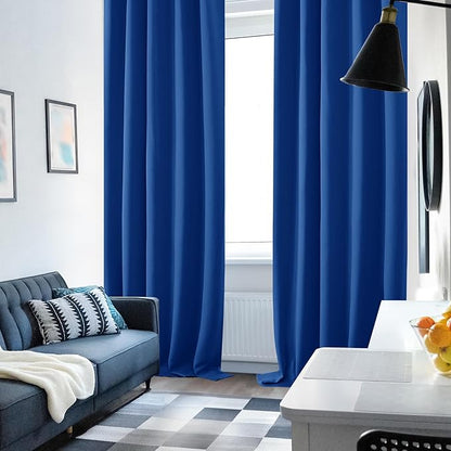 Deconovo Blackout Curtains, Thermal Insulated, W42 x L84 2 Panels, Back Tab, Machine Washable, Room-Darkening Drapes for Bedroom/Living Room Royal Blue