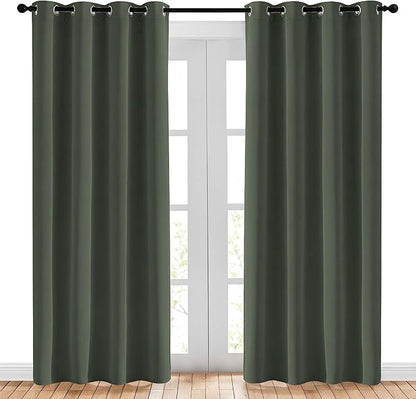 NICETOWN Living Room Curtains 84 inch Long - Grommet Blackout Thermal Insulated Room Darkening Sound Blocking Window Drapes for Kids Room/Bedroom, 2 Panels, Dark Mallard, W52 x L84
