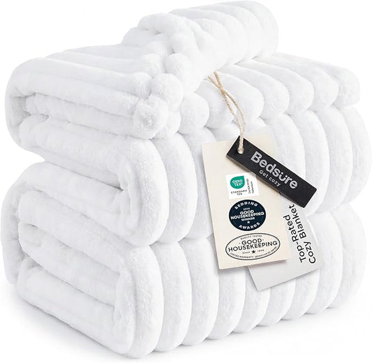 Bedsure GentleSoft White Full Blanket for Bed - Cozy Soft Blankets for Women, Cute Large Throws for Girls, Bright White, 84x90 Inches