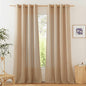 NICETOWN Linen Flax Semi Sheer Curtains 94" Length, Grommet Window Treatments Privacy Added with Light Penetration Vertical Drapes for Loft/Home Office, Camel, W55 x L94, 2 Panels