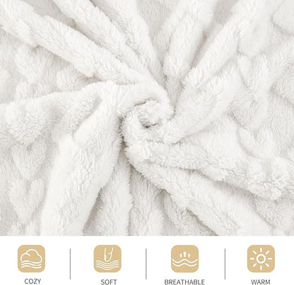 Aganear Flannel Throw Blanket - Cozy Soft Lightweight Fuzzy Flannel Throw Blanket for Women Warm Decorative Present for All Seasons, Portable Throw Blankets for Couch, Sofa, Bed, Car(50"x60", White)