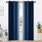 Yakamok Light Blocking Ombre Curtains, Greyish White and Blue Gradient Color Curtains, Room Darkening Grommet Window Drapes for Bedroom(Blue, 42x84 Inch, 2 Panels)