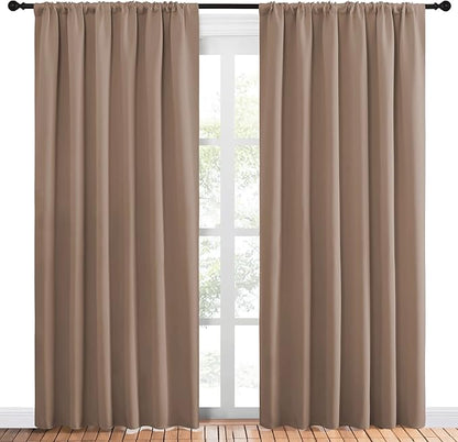 NICETOWN Kids Blackout Curtain Panels - Window Treatment Thermal Insulated Solid Rod Pocket Blackout Drapes for Bedroom (Cappuccino, Set of 2, 70 by 84 Inch)