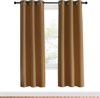 NICETOWN Bedroom Curtain Panels Blackout Draperies, Gold Brown, 1 Pair, 34 by 70-inch, Thermal Insulated Solid Grommet Blackout Curtains/Drapes