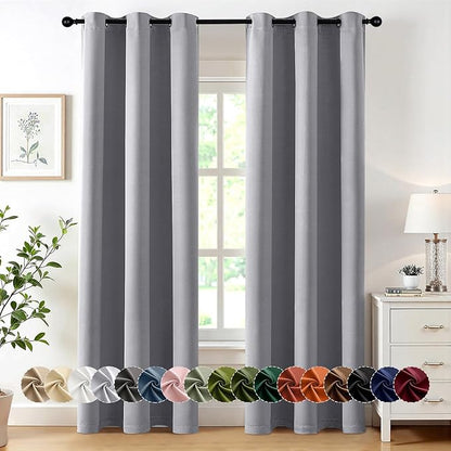 MIULEE Light Grey Blackout Curtains for Bedroom Living Room 84 Inches Long 2 Panels, Thermal Insulated Room Darkening Drapes Solid Grommet Noise Reduction Light Blocking Window Treatments 40x84 Inch