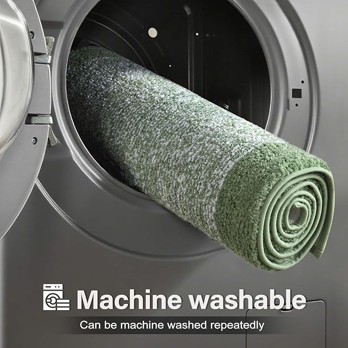 70x24 Long Bathroom Rugs Washable Non Slip, Green Bath Mat for Bathroom Floor Tub, Soft Absorbent Quick Dry Mats for Shower, Bathtub,Home Decor