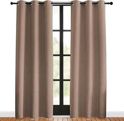NICETOWN Window Draperies Blackout Curtain Panels, 1 Pair, 42 by 80 inches, Cappuccino, Window Treatment Thermal Insulated Solid Grommet Blackout Drapes for Bedroom