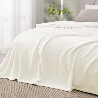 BEDELITE Fleece Blankets Queen Size Cream Throw Blankets for Bed, Luxury Plush Cozy Fuzzy Blanket 90x90 inches, Super Soft Warm Lightweight Throw Blanket All Seasons Suitable