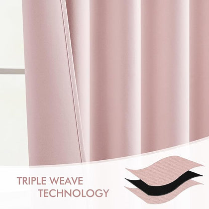 MIULEE Baby Pink Back Tab Blackout Curtains 84 Inch Length 2 Panels Set for Living Room Bedroom Privacy, Rod Pocket/Pinch Pleated Thermal Insulated Room Darkening Light Blocking Drapes, W72xL84