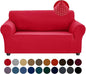 Joccun Christmas Stretch Loveseat Couch Cover Slipcover, 1-Piece Sofa Cover for 2 Cushion Couch Spandex Jacquard Washable Furniture Protector Cover for Living Room,Kids,Pets（Loveseat,Ruby）