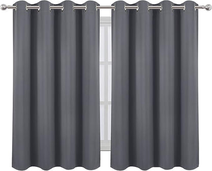 LEMOMO Grey Blackout Curtains/52 x 45 Inch/Set of 2 Panels Room Darkening Short Curtains