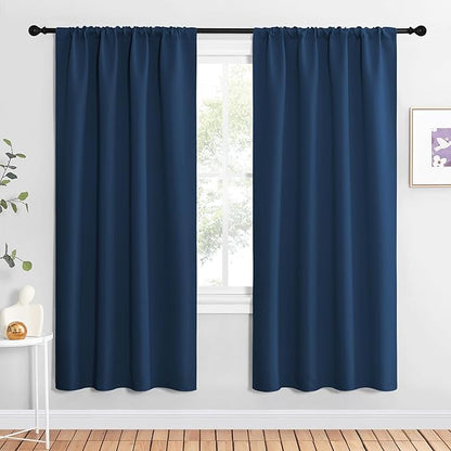 NICETOWN Blackout Curtains for Living Curtains, Moroccan Blue, 2 Panels, 42 by 72, Room Darkening Window Curtain Panels, Easy-Care Solid Thermal Insulated Draperies/Drapes for Daughter Room