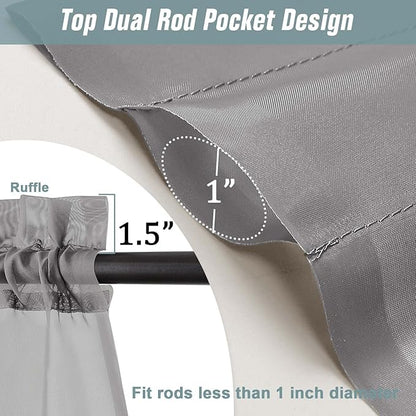 Grey Window Sheer Curtains 54 inch Length, Soft Airy Light Filtering Sheer Curtain 2 Panels Set, Dual Rod Pocket Gauze Drapes for Living Room Bedroom, Charcoal Grey, 2x42Wx54L Inches