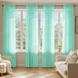 MIULEE Aqua Sheer Curtains 96 Inches Long, 4 Panels Set, Light Filtering Rod Pocket Voile Drapes for Living Room and Bedroom, Airy Soft Fabric Window Treatments, 42 x 96 Inches