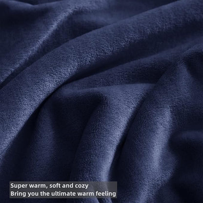 KMUSET Fleece Blanket Throw Size Navy Lightweight Super Soft Cozy Luxury Bed Blanket Microfiber Factory Shop