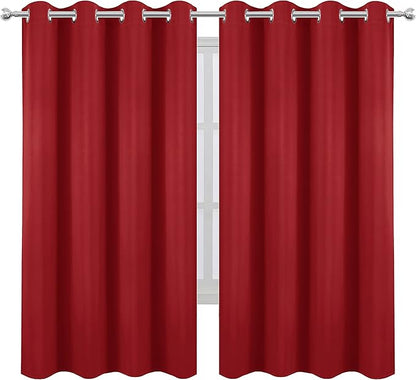 LEMOMO Bright Red Blackout Curtains 66 x 63 Inch Length/Set of 2 Curtain Panels/Thermal Insulated Room Darkening Blackout Curtains for Bedroom