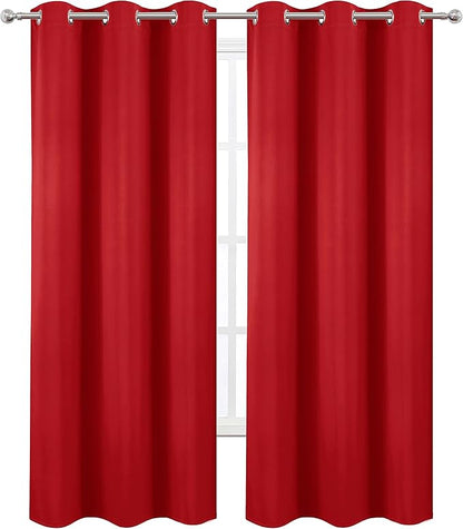 LEMOMO Blackout Curtains 38 x 84 inch/Bright Red Curtains Set of 2 Panels/Thermal Insulated Room Darkening Bedroom Curtains
