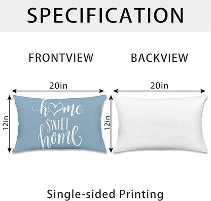 Hexagram Geometric Aqua Blue Pillow Covers 12x20 Set of 4, Decorative Outdoor Boho Modern Throw Pillow Covers, Home Sweet Home Farmhouse Cushion Case for Couch Sofa Bedroom Indoor Decor(No Insert)