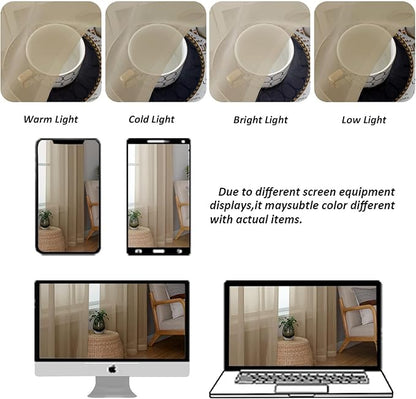 Chyhomenyc Taupe Sheer Valances for Windows - Light Filtering Small Kitchen Curtains, Rod Pocket Short Top Window Treatment Decor for Living Room Bathroom Basement, 42Wx16L inches, 2 Panels