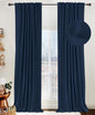 100% Blackout Shield Linen Blackout Curtains for Bedroom 84 Inches Long, Back Tab/Rod Pocket Living Room Drapes, Thermal Insulated Blackout Curtains 2 Panels Set, 50" W x 84" L, Midnight Blue