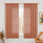 LAMIT Light Filtering Linen Curtains 63 inches Long for Bedroom, Linen Textured Semi Sheer Back Tab and Rod Pocket Terracotta Boho Drapes for Living Room, 2 Panels, 60 x 63 Inch