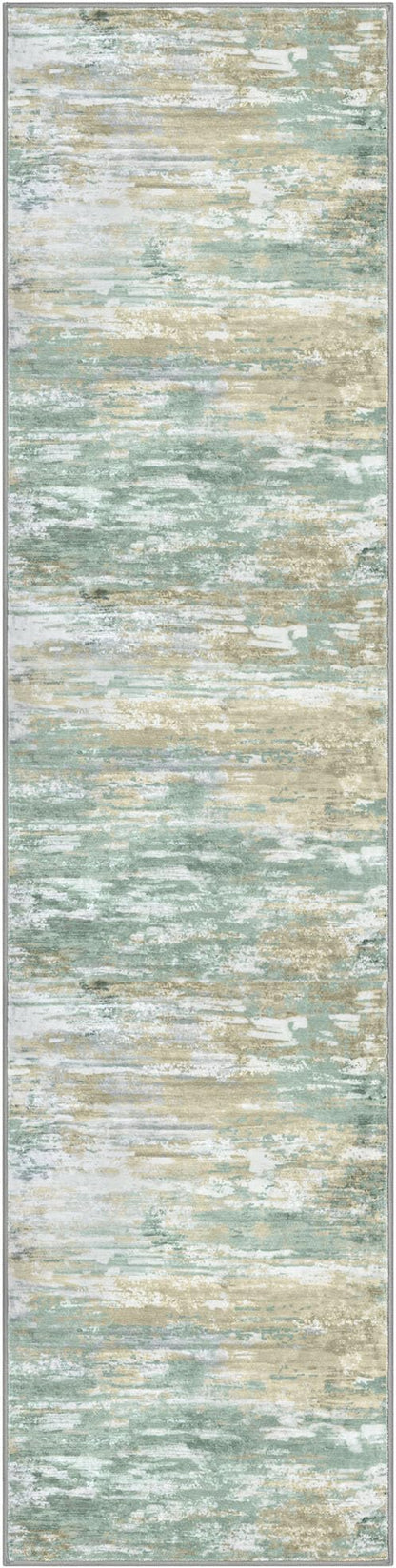 KOZYFLY Modern Abstract Hallway Runner Rug, 2x8 Kitchen Rugs Non-Slip Washable Soft Striped Runner Rugs, Print Light Green Yellow Carpet Runner for Entryway Bathroom Laundry Room Foyer