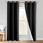 NICETOWN Vintage Open Linen Weave Flax Thermal Curtains, 100% Blackout Curtains 80 inches Long for Dining Room, Soundproof Window Treatment Drapes for Hall Room, Black, 34" Wide Per Panel, Set of 2
