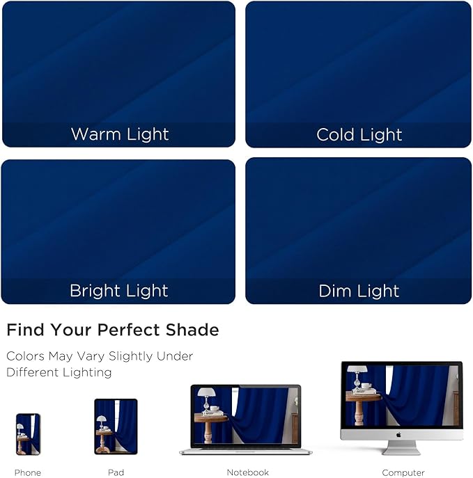 CUCRAF Royal Blue Blackout Curtains 84 inch Length 2 Panels Set, Rod Pocket Room Darkening Drapes for Bedroom Living Room, Insulated Thermal Light Blocking Window Curtain (W52 x L84 Inch)