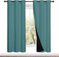 NICETOWN 100% Blackout Window Curtain Panels, Sea Teal, 2 Pieces, 42-inch Wide Per Panel, Full Light Blocking Drapes with Black Liner for Nursery, 72-inch Drop Thermal Insulated Draperies