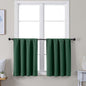 Simplebrand Ava Ever Green Short 24 Inches Blackout Curtain 2 Panels Set, Half Window Rod Pocket Privacy Curtain Tiers for Kitchen, Curtains Blackout for Bathroom Shades, W30 x L24 Inch, Ever Green