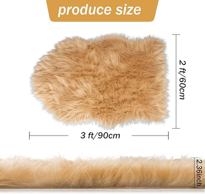 Faux Fur Rug - Faux Sheepskin Rug 2x3 Ft Irregular Shaped Carpet Fluffy Carpet Furry for Bedroom, Living Room, Nursery, Dorm, Chair, Fireplace, Closet (Beige)