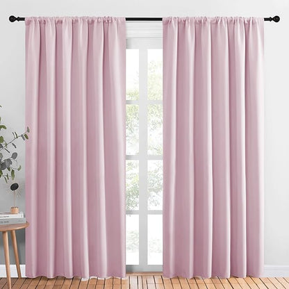 NICETOWN Room Darkening Curtains for Bedroom, Baby Pink, Set of 2 Panels, 62 x 84 Inch, Triple Weave Home Decoration Thermal Insulated Solid Drapes for Patio Door