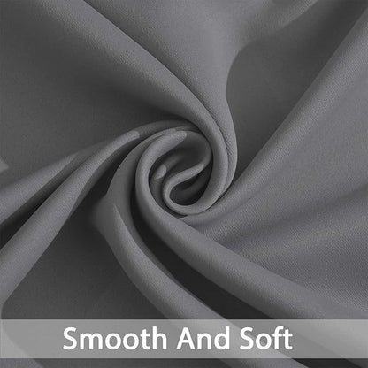 Yakamok Blackout Curtains Room Darkening Thermal Insulated Window Panels,Solid Grommet Top Drapes for Bedroom/Living Room(52Wx90L, Grey, 2 Panels)