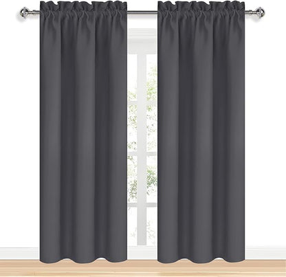 DWCN Blackout Curtains for Bedroom 84 inches Long 2 Panels Set, Solid Thermal Insulated Energy Saving Rod Pocket Window Treatment Curtains Blackout Drapes (W38 x L84 Inch, Dark Grey)