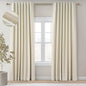 Topfinel 94 Inches Long Cream Colored Custom Blackout Linen Curtains, Ivory Pinch Pleated Noise Cancelling Curtains with Pin Hooks for Traverse, Burlap Viral Drapes 2 Panels for Living Room Bedroom