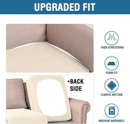H.VERSAILTEX Super Stretch Individual Chaise Cover Sectional Couch Covers for L Shaped Sofa Both Left/Right Featuring Thick Jacquard Textured Twill Fabric (1 Piece Chaise Cover, Cream)