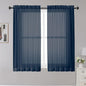 OWENIE Sheer Curtains - Navy 45" Long, Light Filtering Tiers for Kitchen, Bedroom, Basement, Short Curtains Panels Rod Pocket, Cafe Curtains for Small Window, 42" W x 45" L